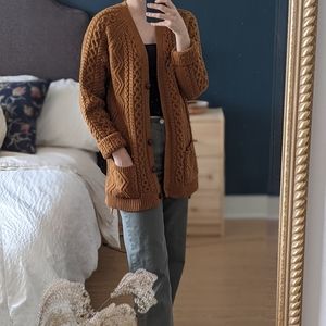 Burnt Orange Chunky Knit Cardigan